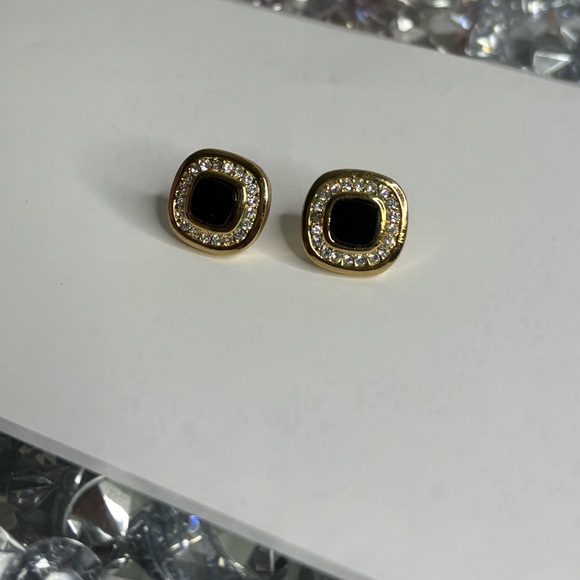 Vintage Dior Gold and Black Stud Earrings - Picture 1 of 7